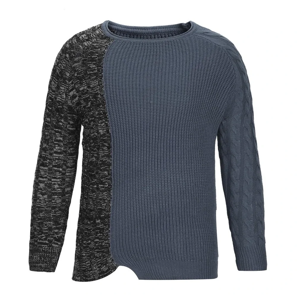 Taoliyuan Mens Pullover Sweater Winter Ribbed Knitted Color Comfort One Size